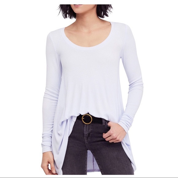 FREE PEOPLE BOHO FLOWY TUNIC TOP LONG SLEEVES RIB KINT PULLOVER TEE A3C - Picture 13 of 16